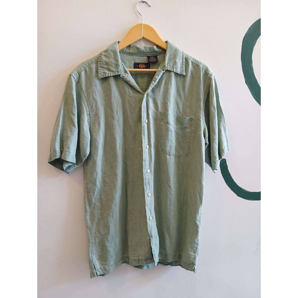 Route 66 Mens Small Sage Green Short Sleeve Button Down Shirt Vintage
